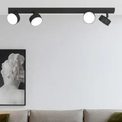 Plafoniere Moderne-Top Light Plafoniera per cucina moderna 4 faretti orientabili neri toplight