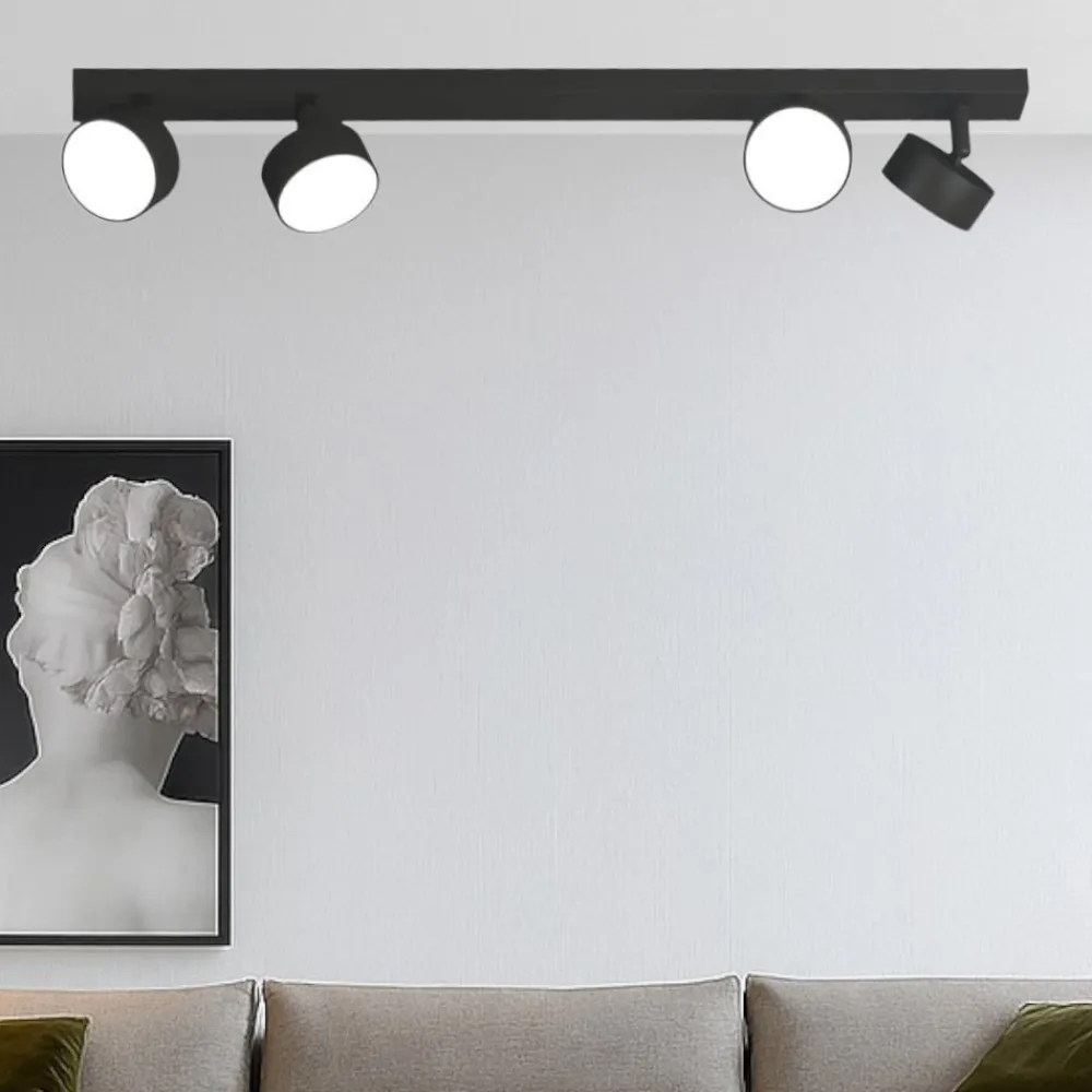 Plafoniere Moderne-Top Light Plafoniera per cucina moderna 4 faretti orientabili neri toplight