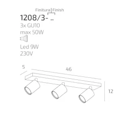 Plafoniere Moderne-Top Light Plafoniera per cucina moderna nera 3 luci orientabili toplight