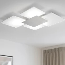 Plafoniere Moderne-Top Light Plafoniera per cucina moderna vetro bianco foglia argento rettangolare