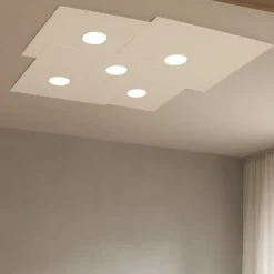 Plafoniere Moderne-Top Light Plafoniera per cucina moderna squadrata sabbia toplight plate