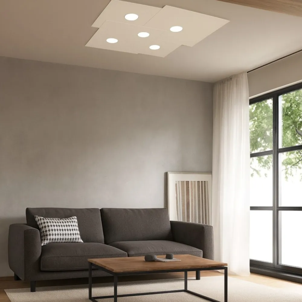 Plafoniere Moderne-Top Light Plafoniera per cucina moderna squadrata sabbia toplight plate
