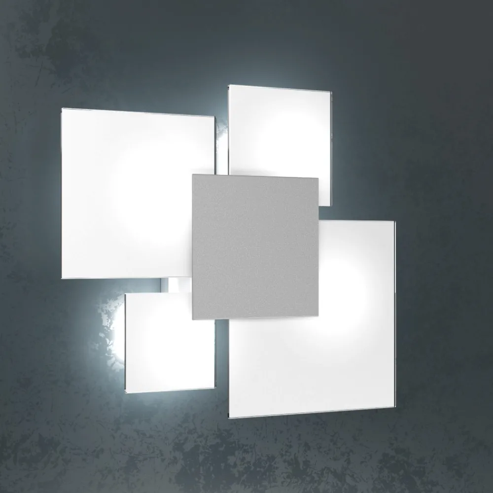 Plafoniere Moderne-Top Light Plafoniera per cucina moderna vetri bianco placca grigio