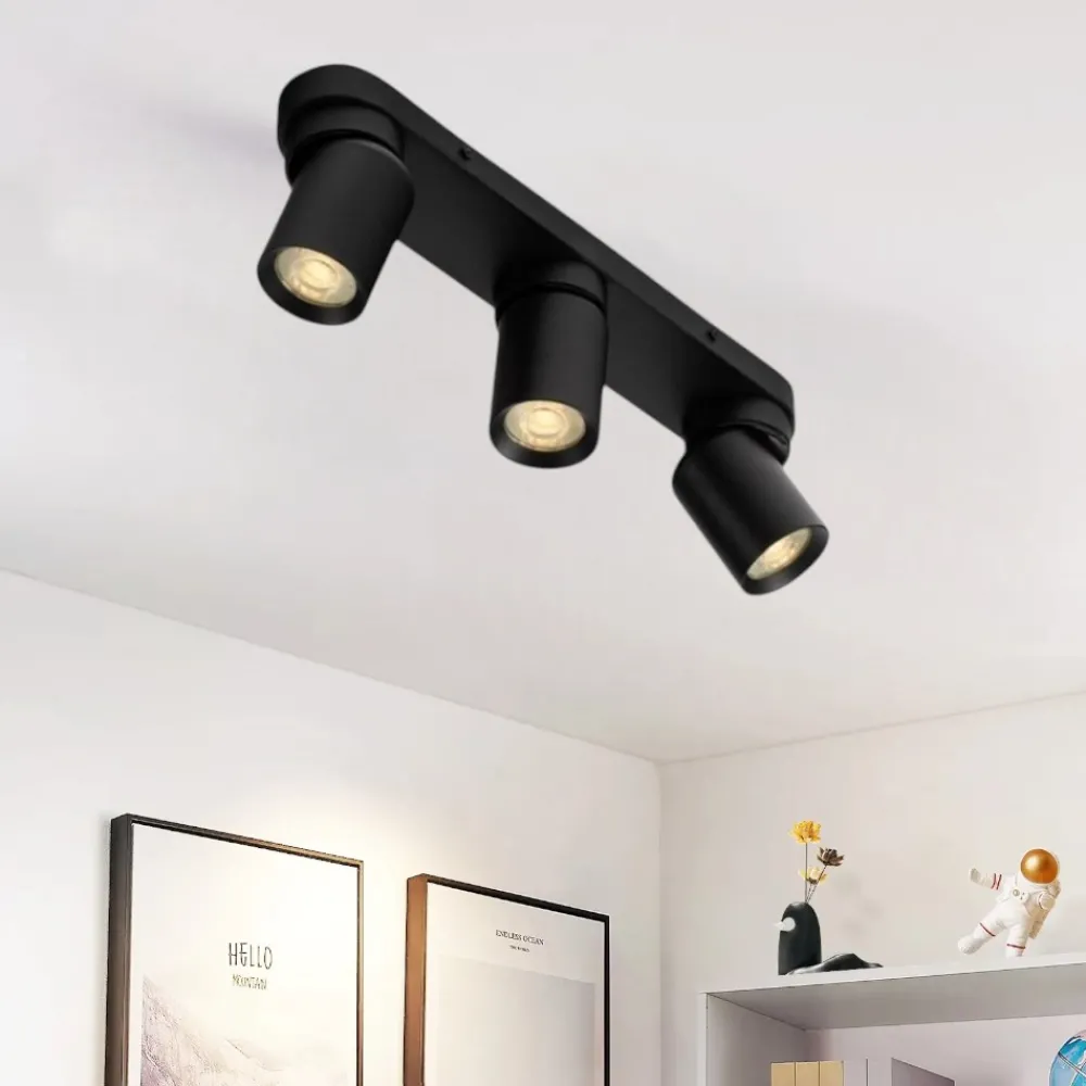 Plafoniere Moderne-Selezionato da Mazzolaluce Plafoniera per cucina nera con faretti orientabili moderna 3 luci