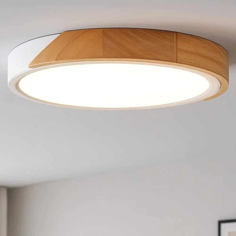 Plafoniere Moderne-Selezionato da Mazzolaluce Plafoniera per cucina rotonda bianca legno led 20w 3000k dimmerabile
