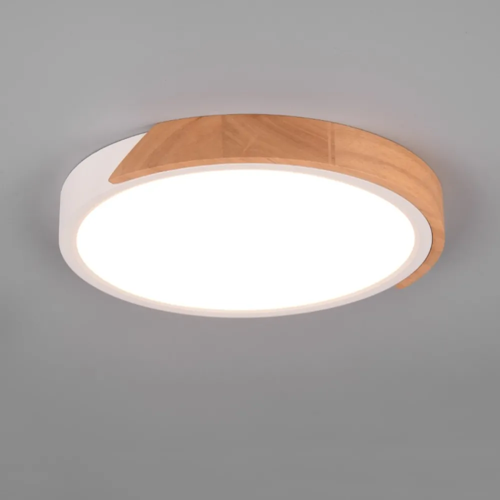 Plafoniere Moderne-Selezionato da Mazzolaluce Plafoniera per cucina rotonda bianca legno led 20w 3000k dimmerabile