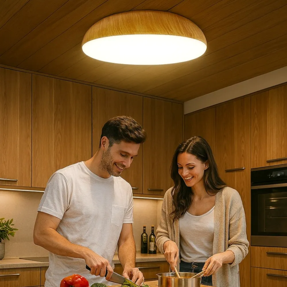 Plafoniere Moderne-Selezionato da Mazzolaluce Plafoniera per cucina wood effetto legno