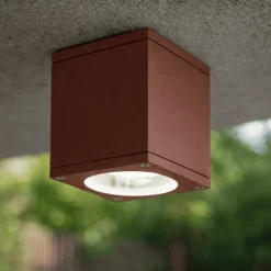 Plafoniere Da Esterno-Perenz Illuminazione Plafoniera per esterno da soffitto ip65 corten up perenz gx53