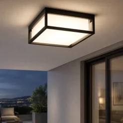 Plafoniere Da Esterno-Gea Luce Plafoniera per esterno moderna ip65 antracite led cct