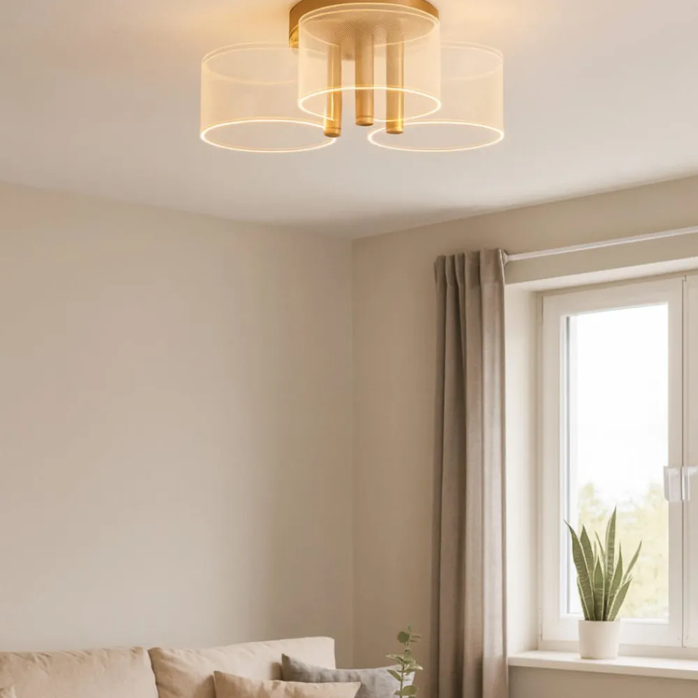 Plafoniere Moderne-Selezionato da Mazzolaluce Plafoniera per salotto moderna led 3000k ottone 44cm