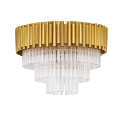 Plafoniere Moderne-Selezionato da Mazzolaluce Plafoniera per salotto stile contemporaneo oro con cristalli 50cm