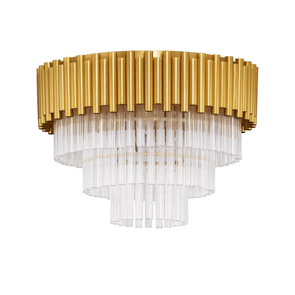 Plafoniere Moderne-Selezionato da Mazzolaluce Plafoniera per salotto stile contemporaneo oro con cristalli 50cm