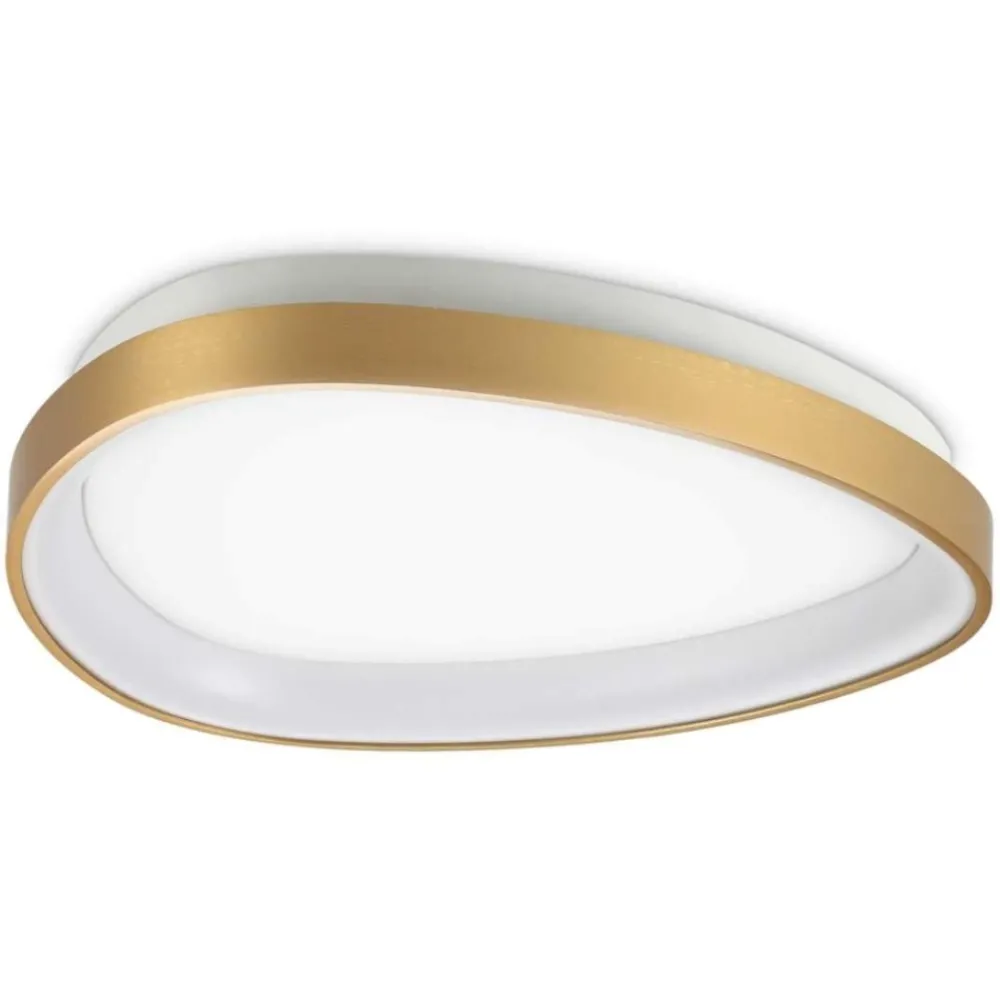 Plafoniere Moderne-Ideal Lux Plafoniera per soffitto led gemini pl d042 ovale ottone 3000k