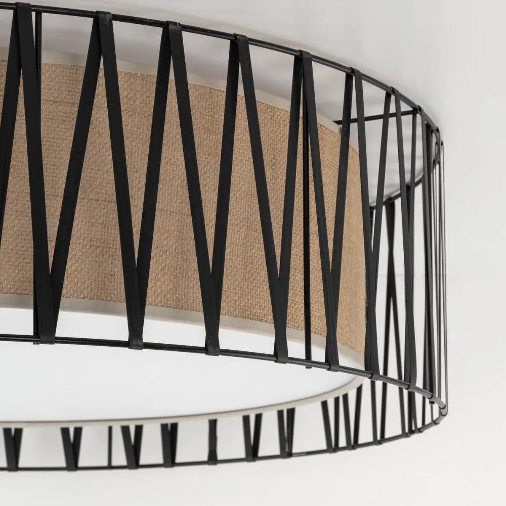 Plafoniere Moderne-Selezionato da Mazzolaluce Plafoniera per soggiorno in tessuto nero 72 cm cilindro design moderno