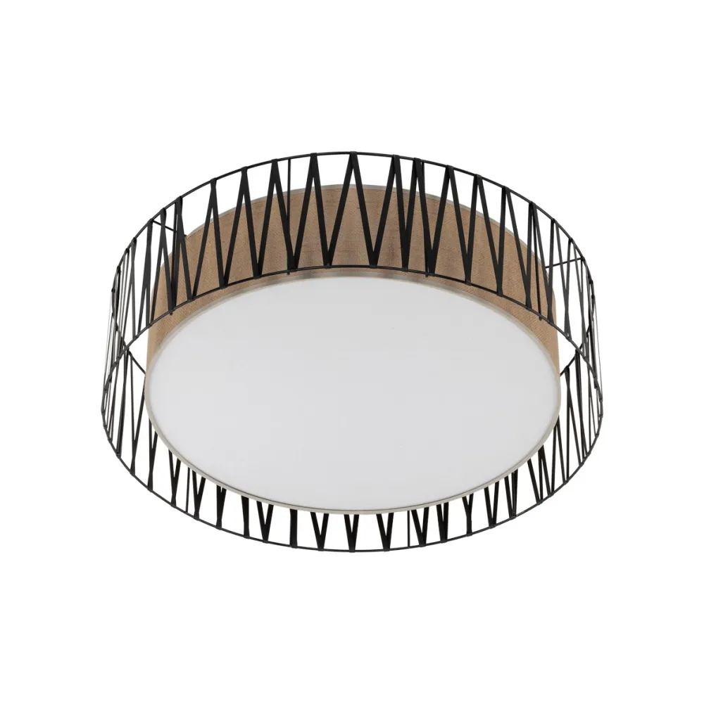 Plafoniere Moderne-Selezionato da Mazzolaluce Plafoniera per soggiorno in tessuto nero 72 cm cilindro design moderno