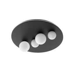 Plafoniere Moderne-Selezionato da Mazzolaluce Plafoniera per soggiorno led 3000k nera sfere vetro opaco 62cm