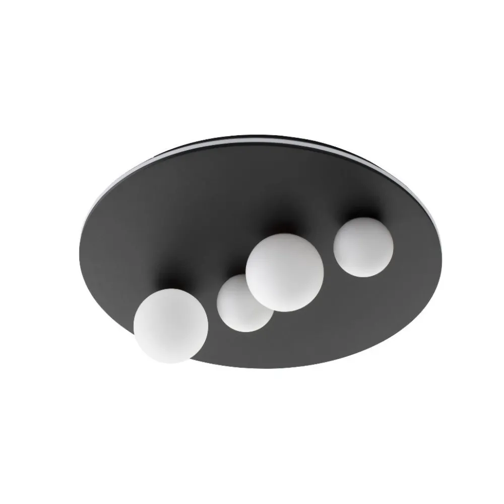 Plafoniere Moderne-Selezionato da Mazzolaluce Plafoniera per soggiorno led 3000k nera sfere vetro opaco 62cm