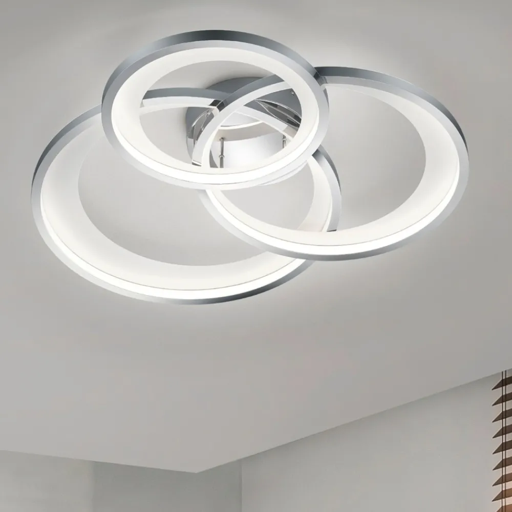 Plafoniere Moderne-Selezionato da Mazzolaluce Plafoniera per soggiorno moderno cromo lucido led 36w dimmerabile