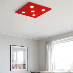 Plafoniere Moderne-Top Light Plafoniera per soggiorno moderno vetro rosso