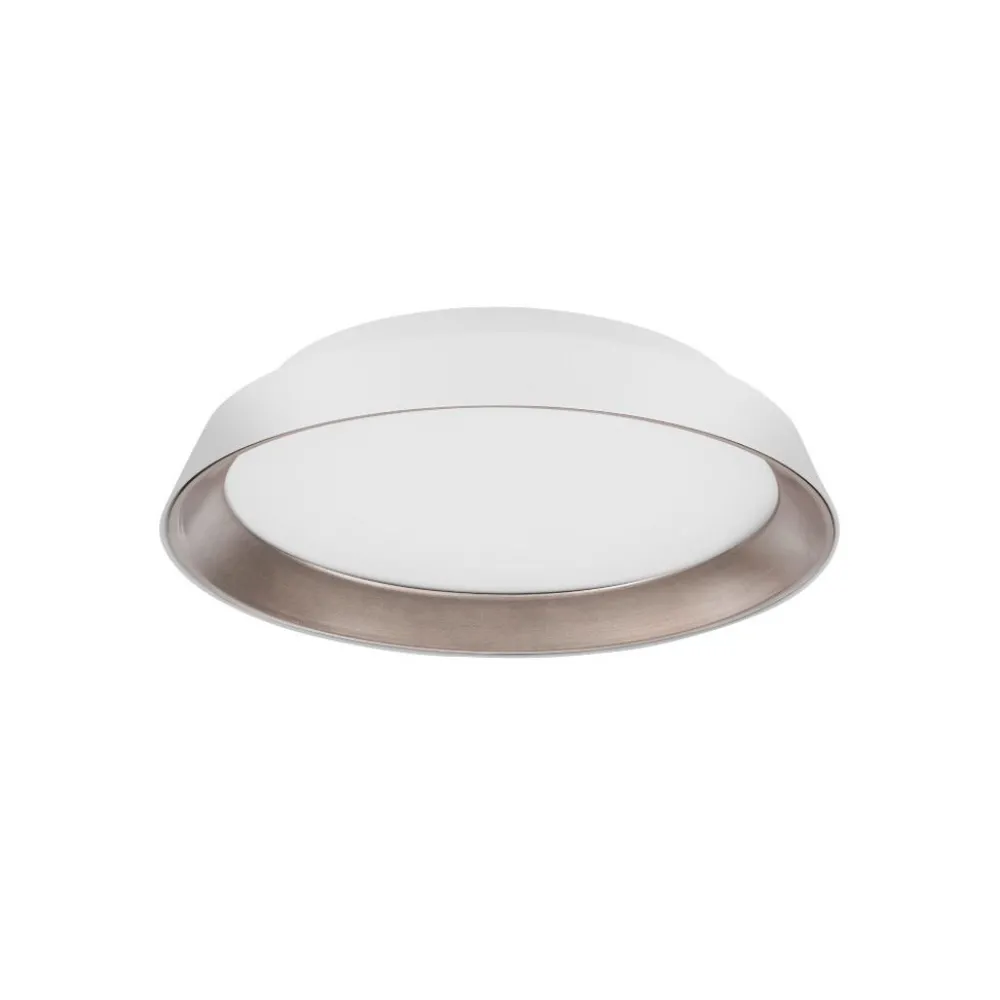 Plafoniere Moderne-Selezionato da Mazzolaluce Plafoniera per soggiorno moderna bianca e caffe tonda led 3000k dimmerabile