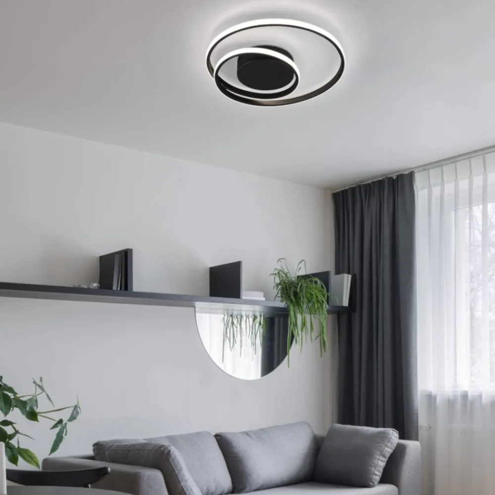 Plafoniere Moderne-Selezionato da Mazzolaluce Plafoniera per soggiorno nera led 22w 3000k