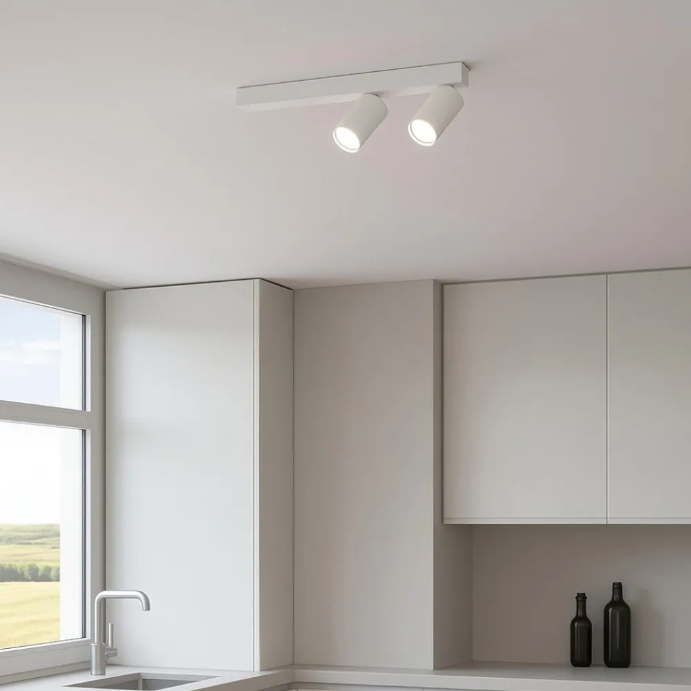 Plafoniere Moderne-Ideal Lux Plafoniera profilo bianco pl2 con faretti led orientabili