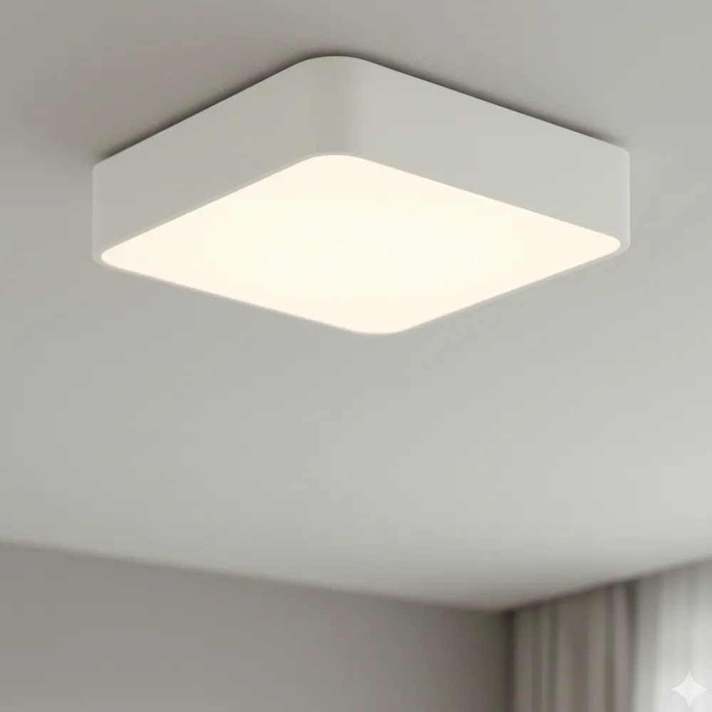Plafoniere Moderne-Selezionato da Mazzolaluce Plafoniera quadrata bianca 36cm per soggiorno