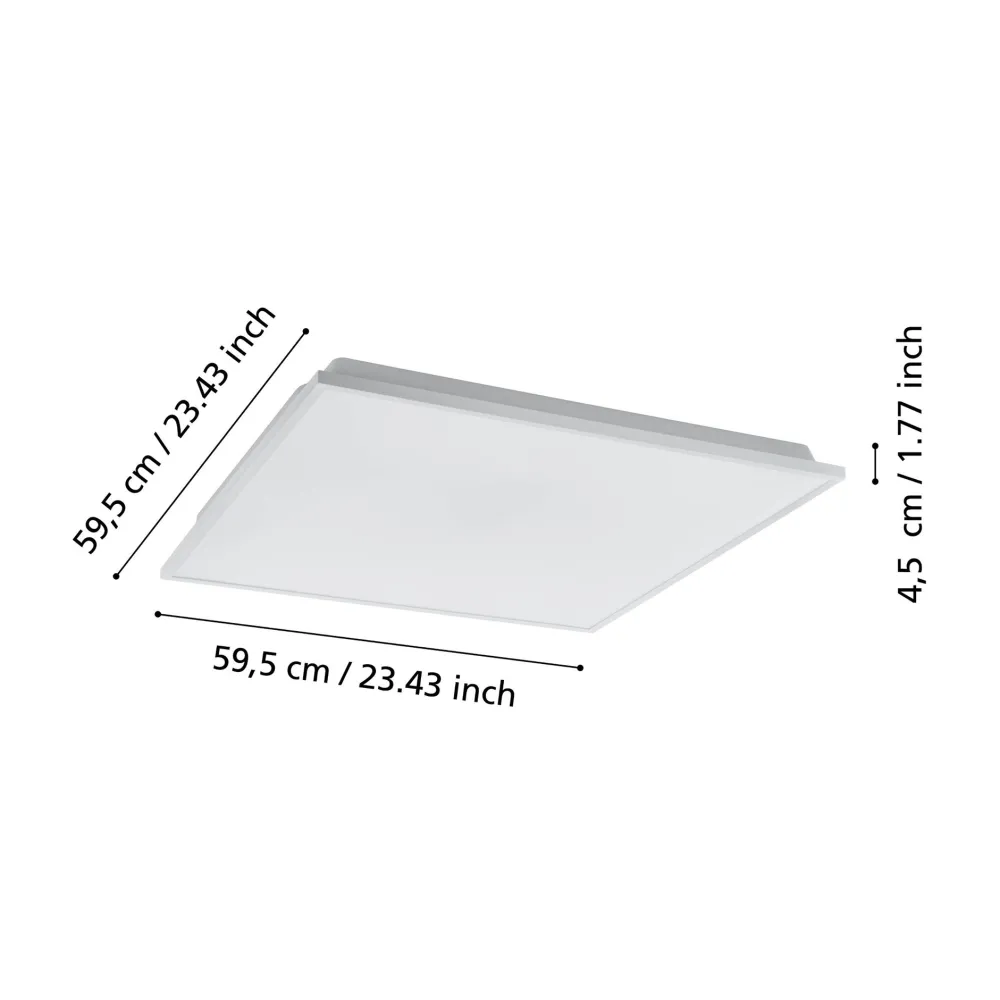 Plafoniere Moderne-Eglo Plafoniera quadrata bianca led dimmerabile 32w controllo remoto app herrora