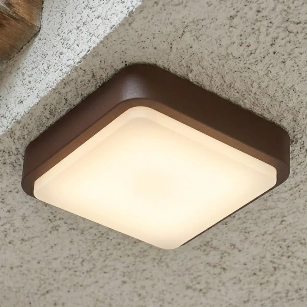 Plafoniere Da Esterno-Top Light Plafoniera quadrata da esterno corten irvine