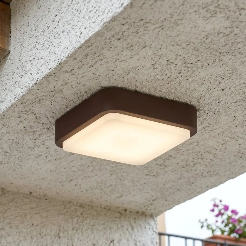 Plafoniere Da Esterno-Top Light Plafoniera quadrata da esterno corten irvine