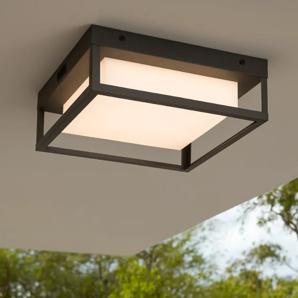 Plafoniere Da Esterno-Selezionato da Mazzolaluce Plafoniera quadrata da esterno antracite led 14w cct anti corrosione