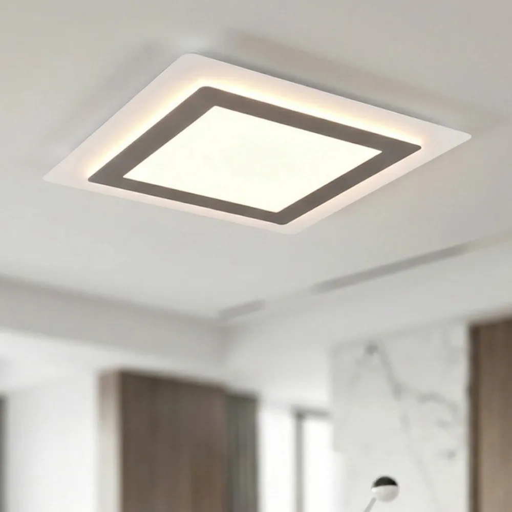 Plafoniere Moderne-Selezionato da Mazzolaluce Plafoniera quadrata moderna nickel led 2700k a 6500k con telecomando
