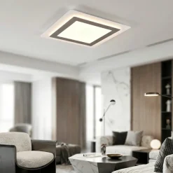 Plafoniere Moderne-Selezionato da Mazzolaluce Plafoniera quadrata moderna nickel led 2700k a 6500k con telecomando