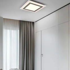 Plafoniere Moderne-Selezionato da Mazzolaluce Plafoniera quadrata moderna nickel led 2700k a 6500k con telecomando