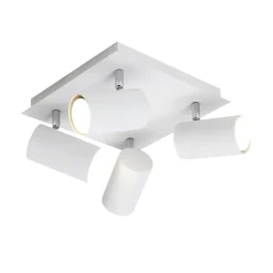 Plafoniere Moderne-Selezionato da Mazzolaluce Plafoniera quadrata moderna bianca con 4 faretti orientabili