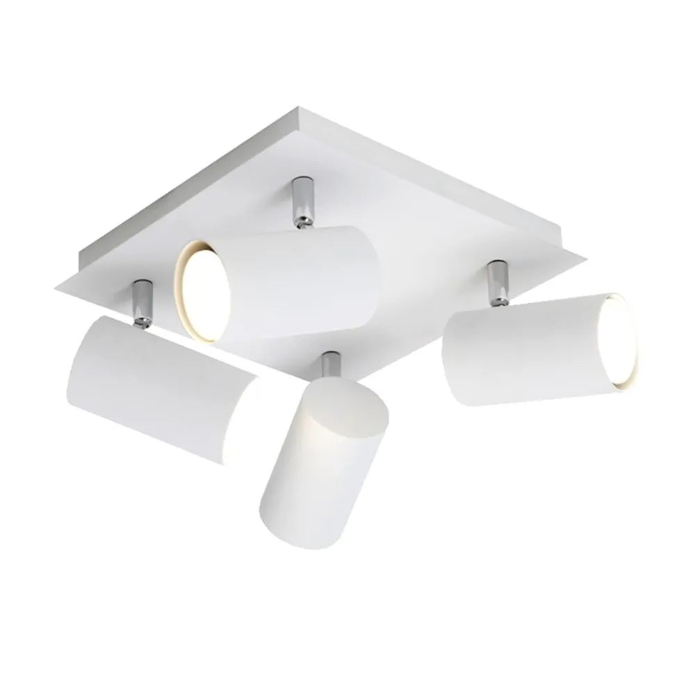 Plafoniere Moderne-Selezionato da Mazzolaluce Plafoniera quadrata moderna bianca con 4 faretti orientabili