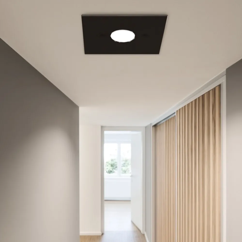 Plafoniere Moderne-Top Light Plafoniera quadrata path vetro marrone lucido