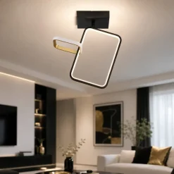 Plafoniere Moderne-Selezionato da Mazzolaluce Plafoniera quadrati design moderna nero oro led 30w 3200k dimmerabile
