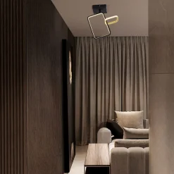 Plafoniere Moderne-Selezionato da Mazzolaluce Plafoniera quadrati design moderna nero oro led 30w 3200k dimmerabile