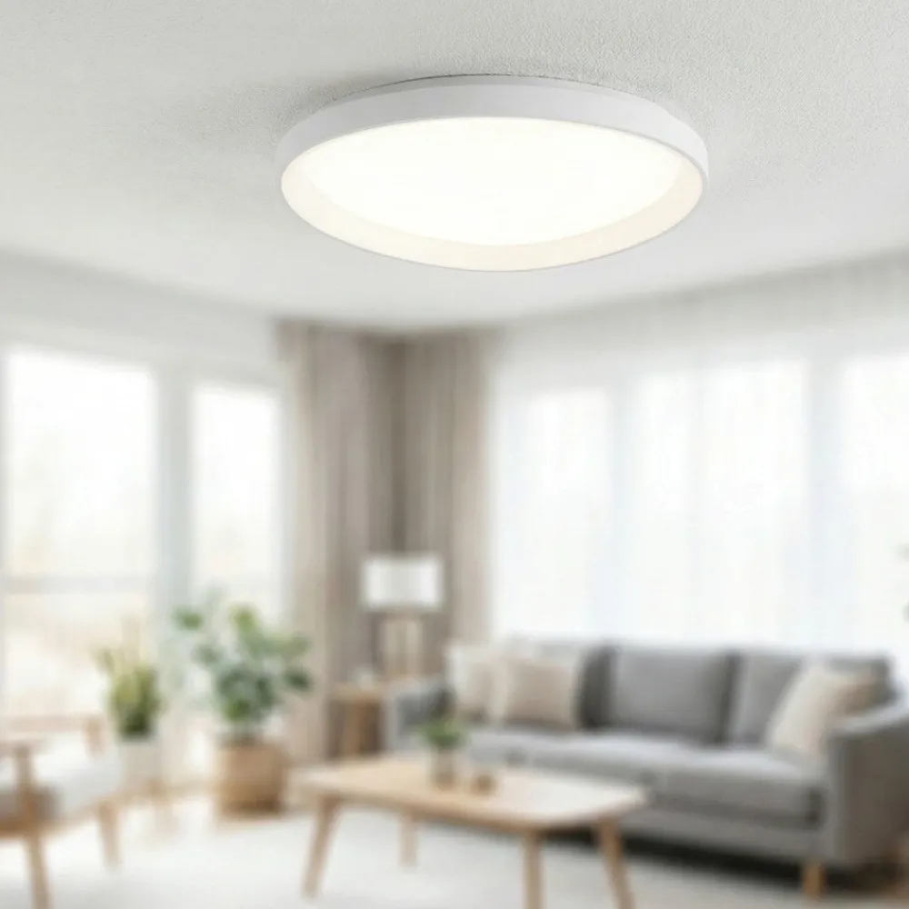 Plafoniere Moderne-Fabas Luce Plafoniera quirk bianca 60cm led 2700k 3200k 4000k moderna