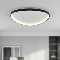 Plafoniere Moderne-Fabas Luce Plafoniera quirk nera 80cm moderna led 75w 2700k 3200k 4000k