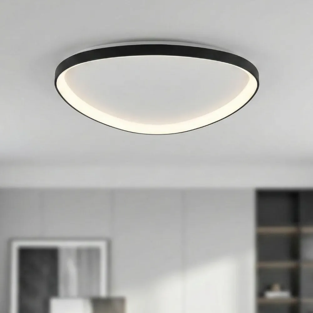Plafoniere Moderne-Fabas Luce Plafoniera quirk nera 80cm moderna led 75w 2700k 3200k 4000k