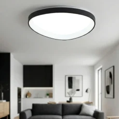 Plafoniere Moderne-Fabas Luce Plafoniera quirk nera 60cm led 2700k 3200k 4000k moderna
