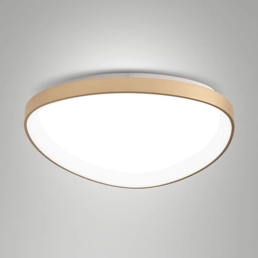 Plafoniere Moderne-Fabas Luce Plafoniera quirk ottone satinato led 56w 2700k 3200k 4000k