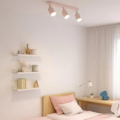 Plafoniere Moderne-Selezionato da Mazzolaluce Plafoniera rosa con 3 faretti orientabili per cameretta