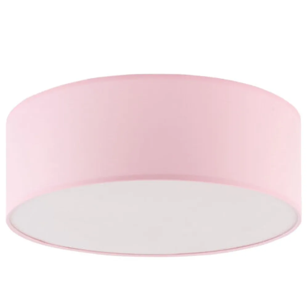 Plafoniere Moderne-Selezionato da Mazzolaluce Plafoniera rosa per cameretta bambina cilindro di tessuto
