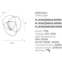 Plafoniere Moderne-Ondaluce Plafoniera rose led 75w 4000k md silver