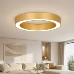 Plafoniere Moderne-Selezionato da Mazzolaluce Plafoniera rotonda anello oro 60 cm moderna led 48w cct 2700k a 4000k dimmerabile telecomando app