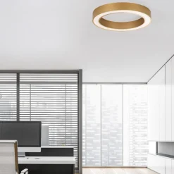Plafoniere Moderne-Selezionato da Mazzolaluce Plafoniera rotonda anello oro 60 cm moderna led 48w cct 2700k a 4000k dimmerabile telecomando app