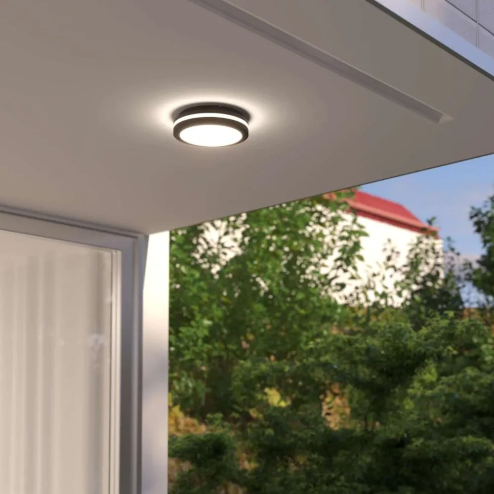 Plafoniere Da Esterno-Top Light Plafoniera rotonda antracite per esterno balcone soho